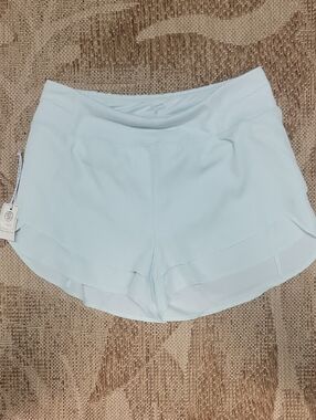 Light Blue Women’s Athletic Shorts - Performance Layered Hem